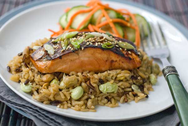 Post image for Gluten Free Asian Glazed Salmon with Edamame Rice Recipes