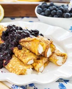 Gluten Free Ricotta Crepes with Blueberry Sauce