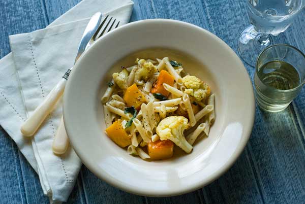 Gluten Free Penne with Roasted Cauliflower and Butternut Squash Recipe