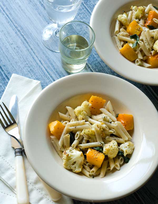 Gluten Free Recipes Penne with Roasted Cauliflower and Butternut Squash