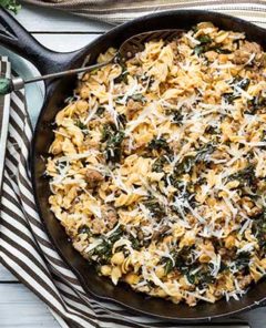 Gluten Free Pasta with Sauage, Kale and Chickpeas