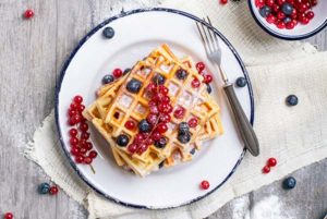 Waffles with Red and Blue Berries