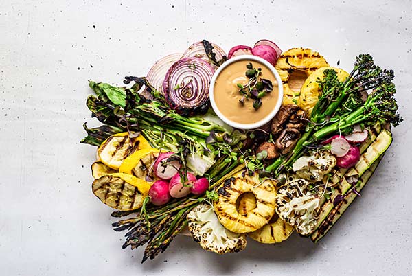 Grilled Veggies with Peanut Sauce