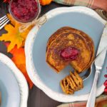 Pumpkin Pancakes with Cranberry Compote