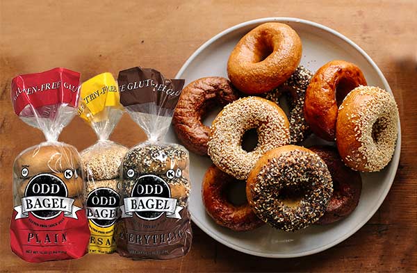 Assortment of gluten free bagels on a plate