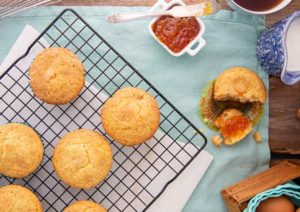 Apricot Muffins on a wire cooling rack