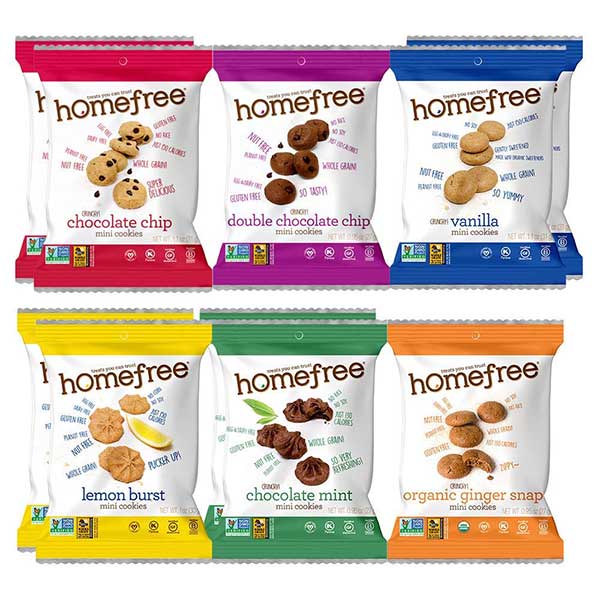 Variety of Homefree Cookies on a white background